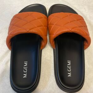 M. Gemi- “Alessa” Burnt Orange Quilted All Leather Slides- Size 39